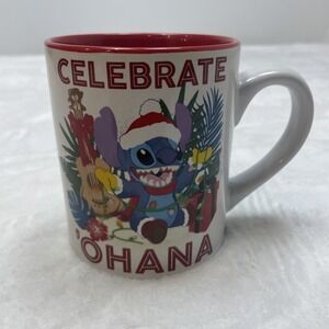 Disney Lilo and Stitch Holiday Christmas Xmas Celebrate Ohana Coffee Mug 14 oz